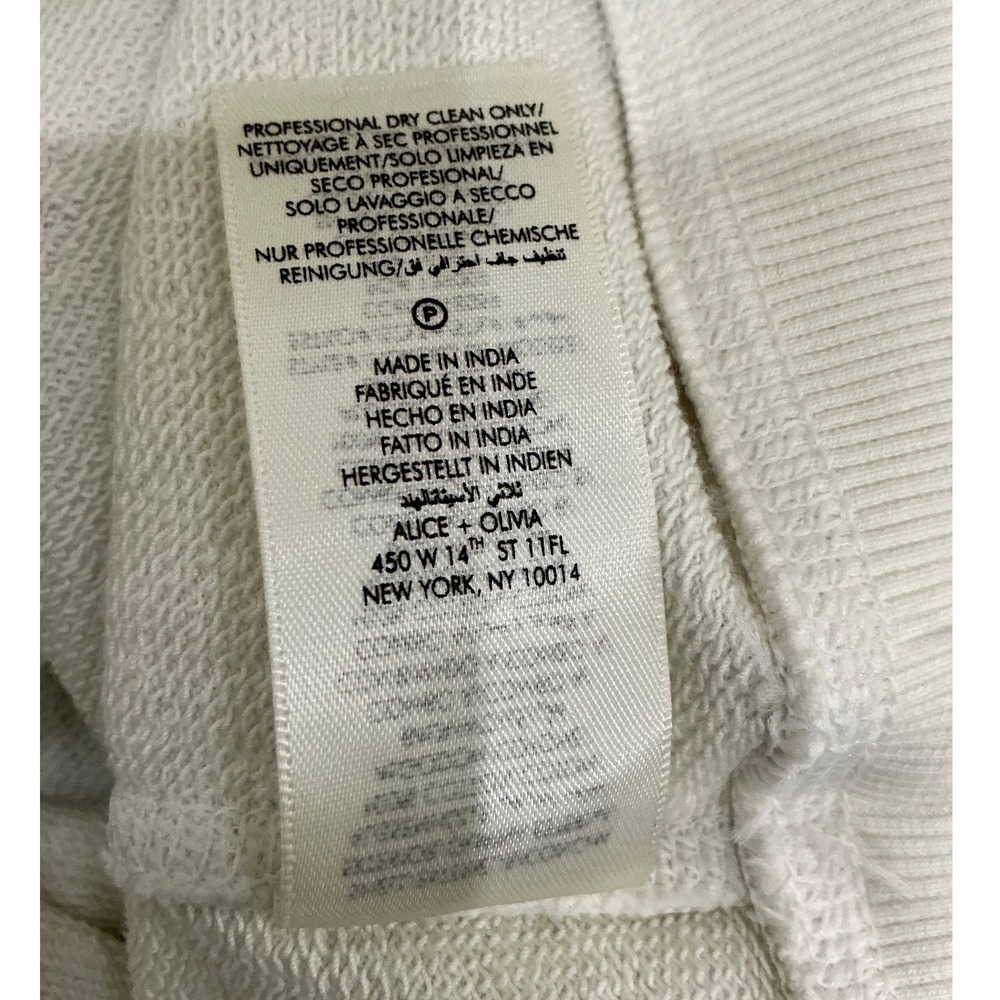 Alice + Olivia Russell Embellished Crewneck Sweatshirt Off White Size XS - Picture 15 of 15